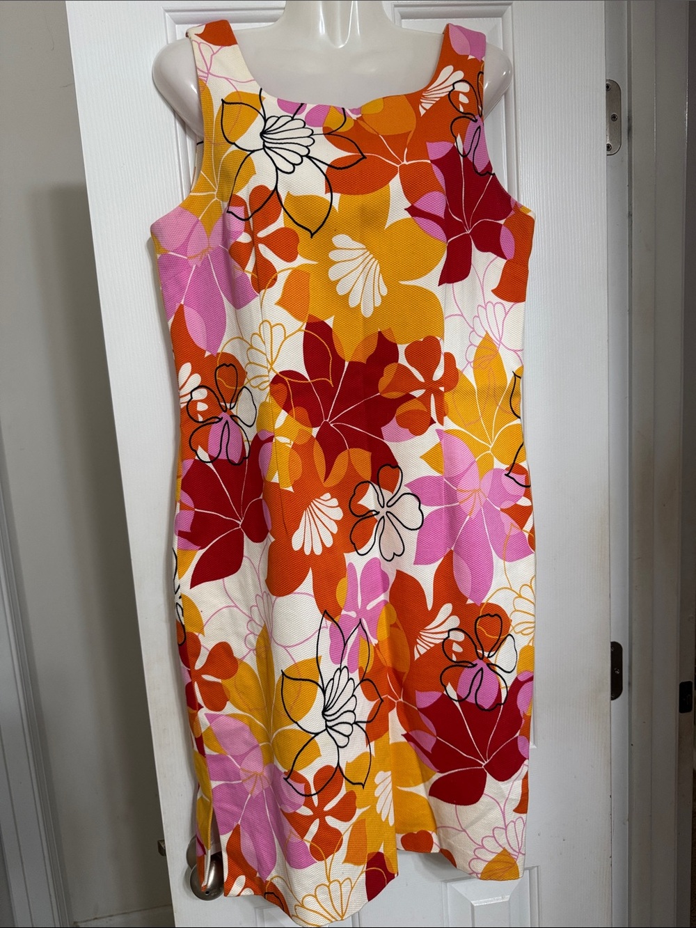 Floral Print Midi Sheath Dress in Multi-Color